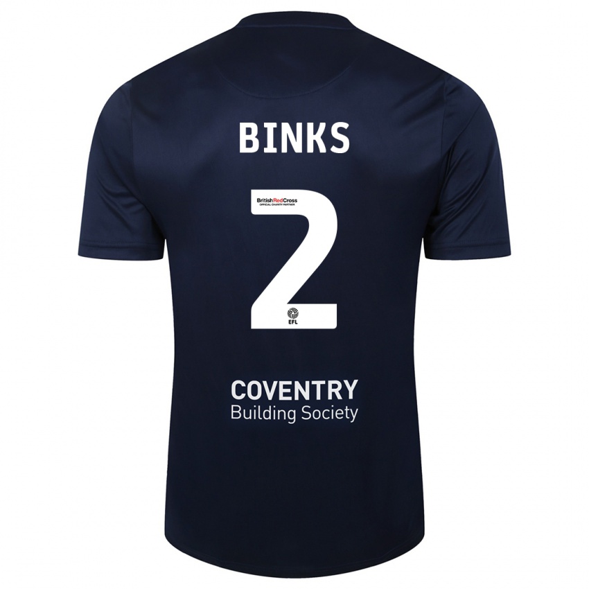 Mænd Luis Binks #2 Rød Flåde Udebane Spillertrøjer 2023/24 Trøje T-Shirt