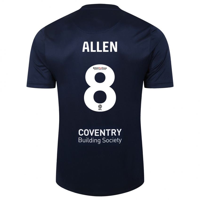 Mænd Jamie Allen #8 Rød Flåde Udebane Spillertrøjer 2023/24 Trøje T-Shirt