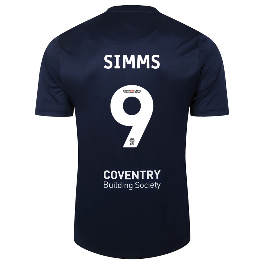 Mænd Ellis Simms #9 Rød Flåde Udebane Spillertrøjer 2023/24 Trøje T-Shirt