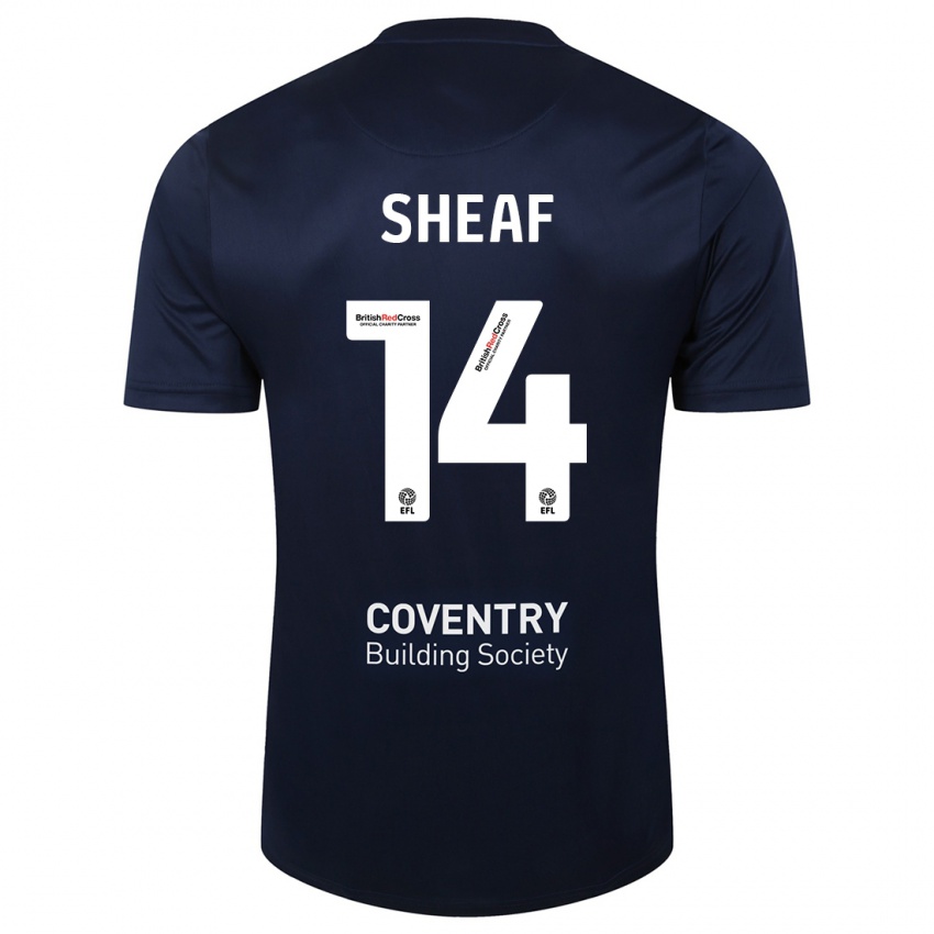 Mænd Ben Sheaf #14 Rød Flåde Udebane Spillertrøjer 2023/24 Trøje T-Shirt