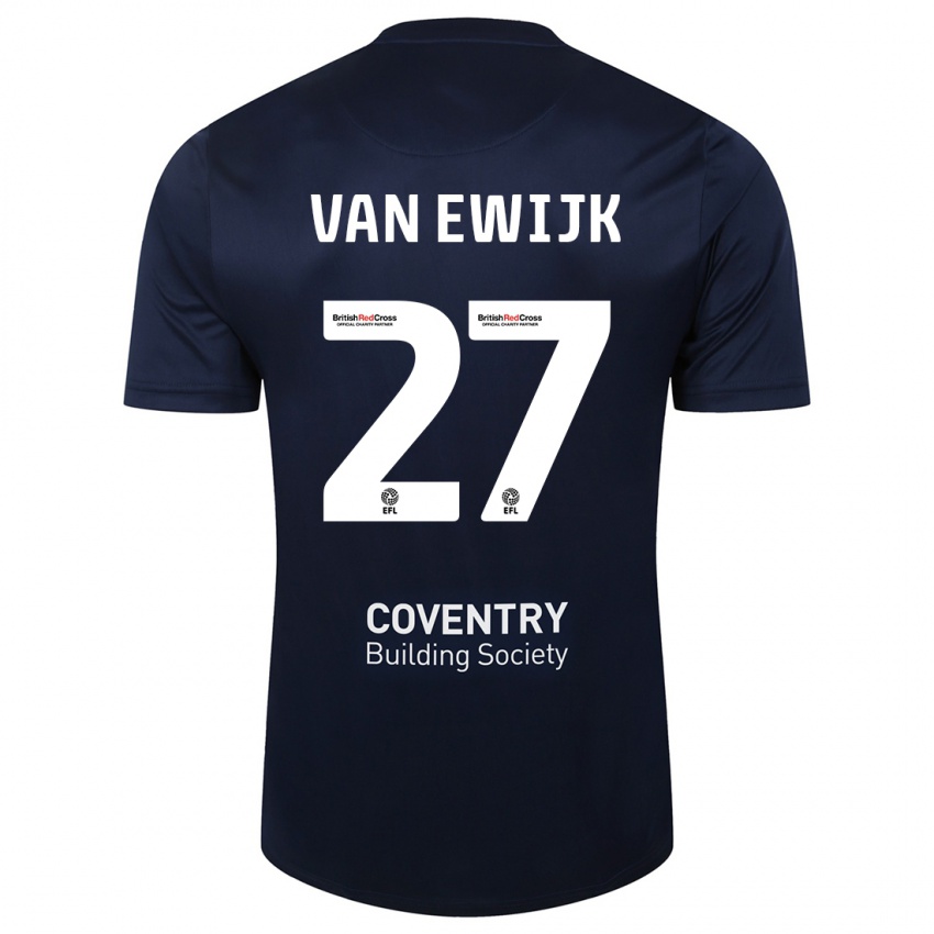 Mænd Milan Van Ewijk #27 Rød Flåde Udebane Spillertrøjer 2023/24 Trøje T-Shirt