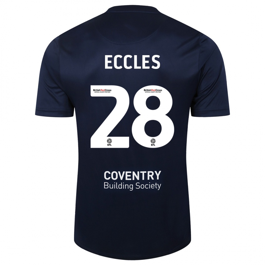 Mænd Josh Eccles #28 Rød Flåde Udebane Spillertrøjer 2023/24 Trøje T-Shirt