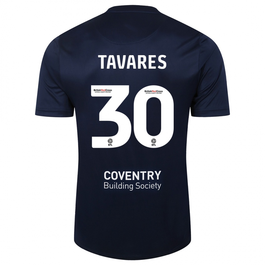 Mænd Fábio Tavares #30 Rød Flåde Udebane Spillertrøjer 2023/24 Trøje T-Shirt