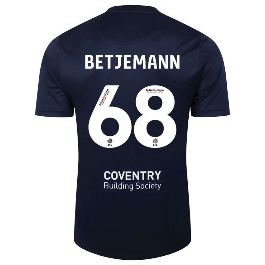 Mænd Elliot Betjemann #68 Rød Flåde Udebane Spillertrøjer 2023/24 Trøje T-Shirt