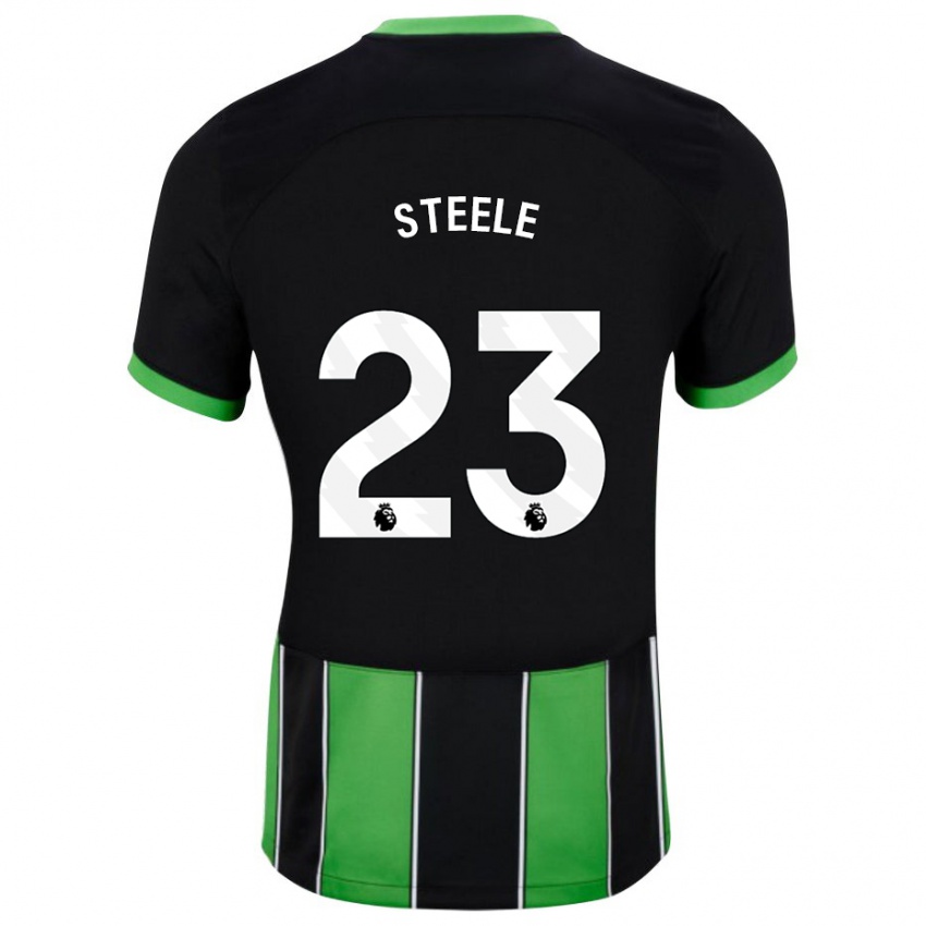 Mænd Jason Steele #23 Sort Grøn Udebane Spillertrøjer 2023/24 Trøje T-Shirt