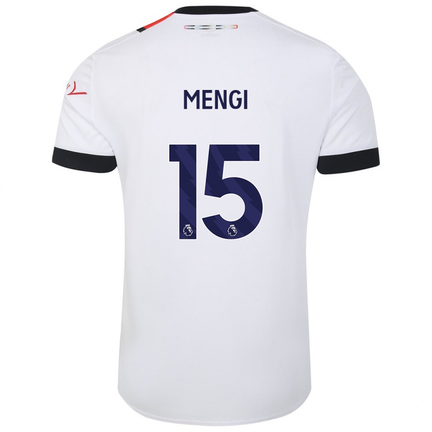 Mænd Teden Mengi #15 Hvid Udebane Spillertrøjer 2023/24 Trøje T-Shirt