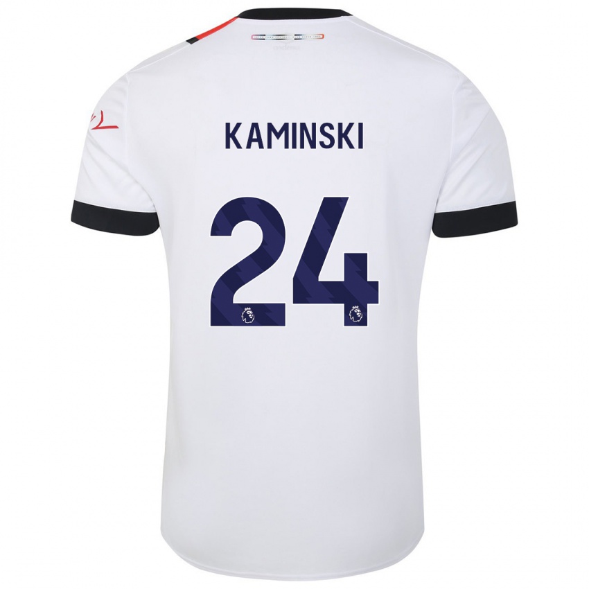 Mænd Thomas Kaminski #24 Hvid Udebane Spillertrøjer 2023/24 Trøje T-Shirt