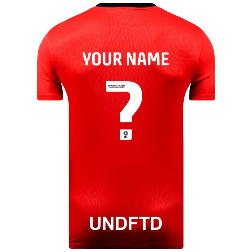 Mænd Dit Navn #0 Rød Udebane Spillertrøjer 2023/24 Trøje T-Shirt