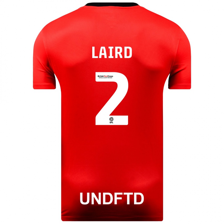 Mænd Ethan Laird #2 Rød Udebane Spillertrøjer 2023/24 Trøje T-Shirt