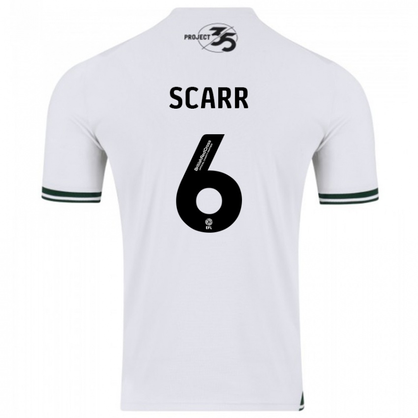 Mænd Dan Scarr #6 Hvid Udebane Spillertrøjer 2023/24 Trøje T-Shirt