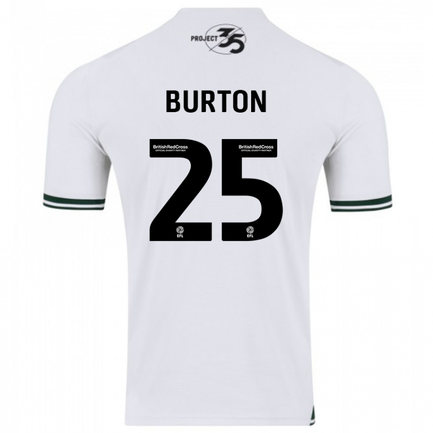 Mænd Callum Burton #25 Hvid Udebane Spillertrøjer 2023/24 Trøje T-Shirt