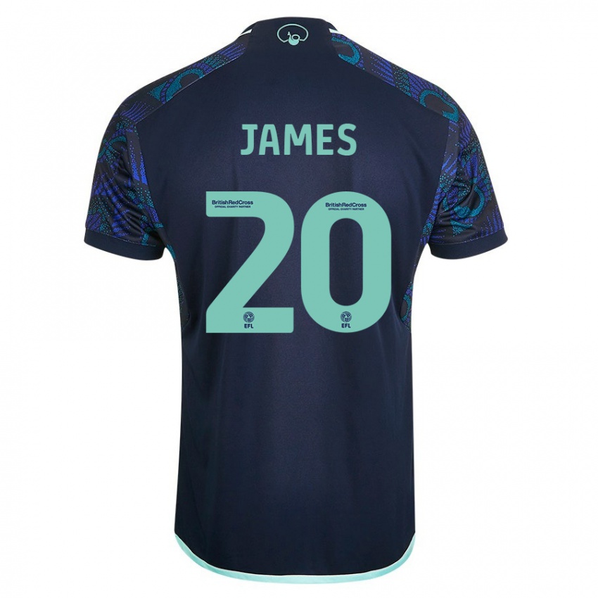 Mænd Daniel James #20 Blå Udebane Spillertrøjer 2023/24 Trøje T-Shirt