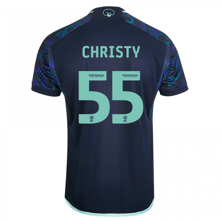 Mænd Harry Christy #55 Blå Udebane Spillertrøjer 2023/24 Trøje T-Shirt