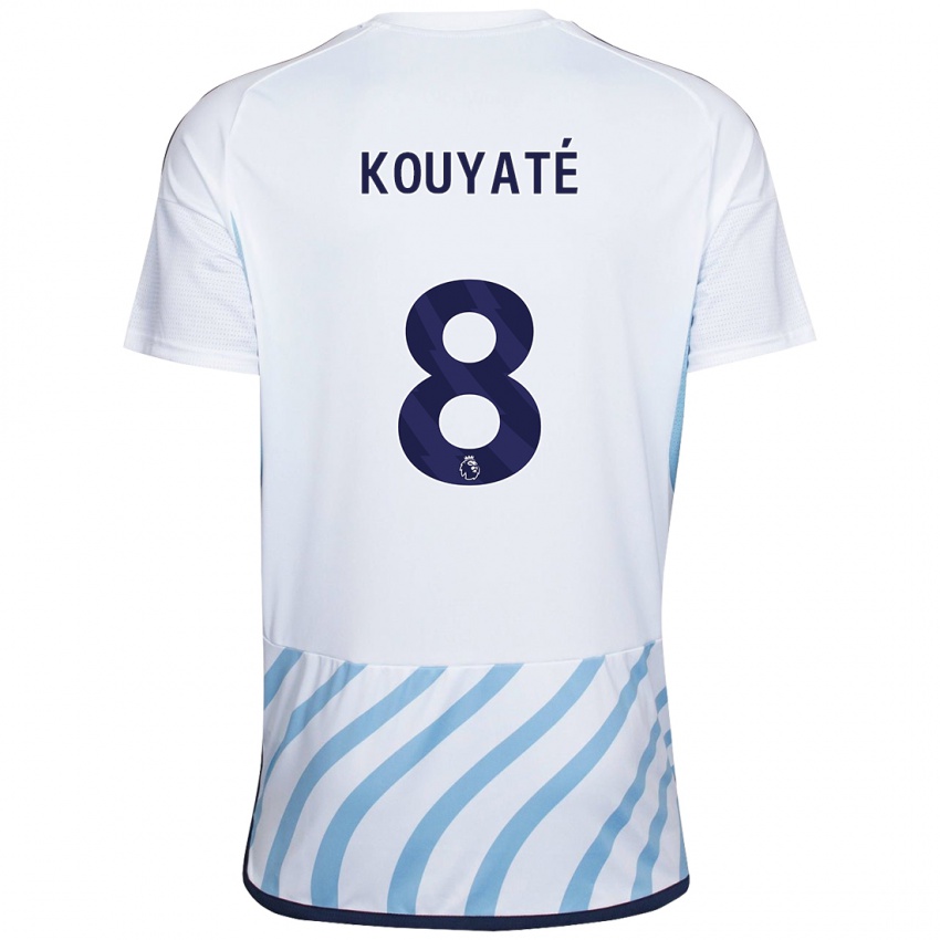 Mænd Cheikhou Kouyate #8 Hvid Blå Udebane Spillertrøjer 2023/24 Trøje T-Shirt