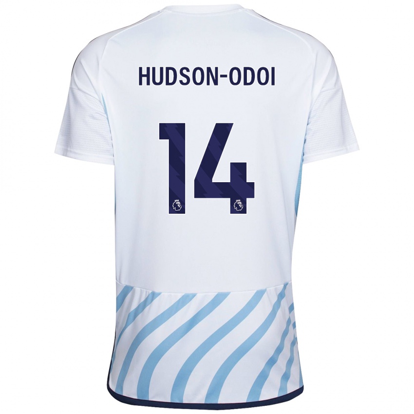 Mænd Callum Hudson-Odoi #14 Hvid Blå Udebane Spillertrøjer 2023/24 Trøje T-Shirt