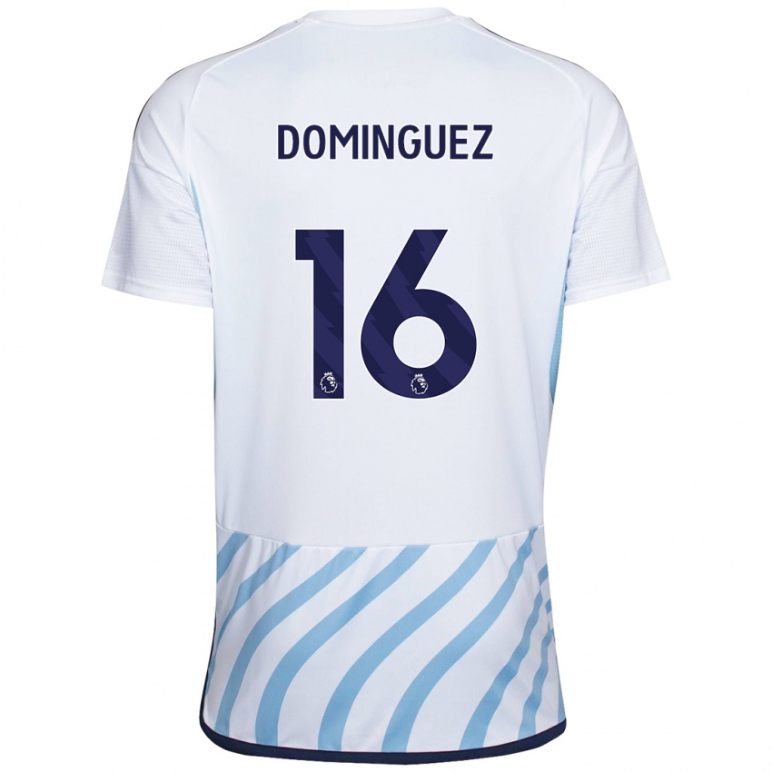 Mænd Nicolas Dominguez #16 Hvid Blå Udebane Spillertrøjer 2023/24 Trøje T-Shirt