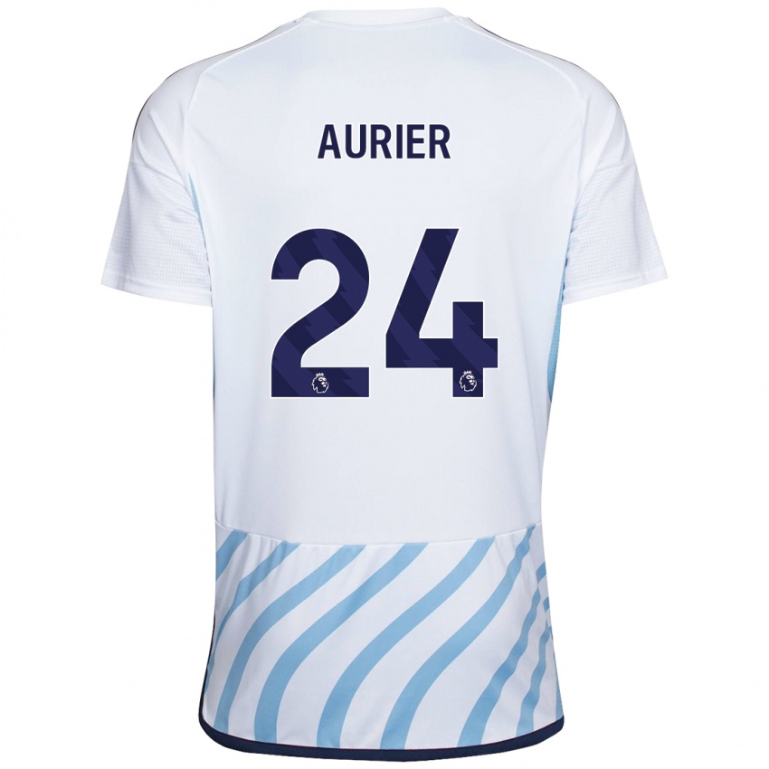 Mænd Serge Aurier #24 Hvid Blå Udebane Spillertrøjer 2023/24 Trøje T-Shirt
