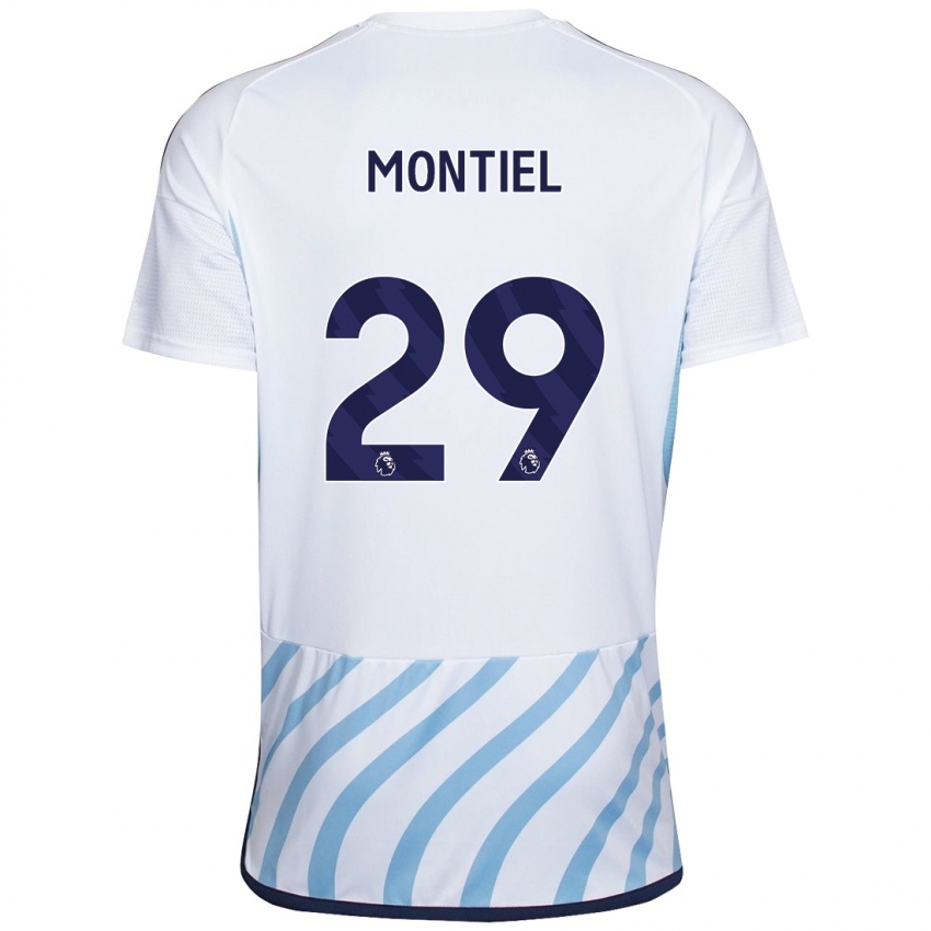 Mænd Gonzalo Montiel #29 Hvid Blå Udebane Spillertrøjer 2023/24 Trøje T-Shirt