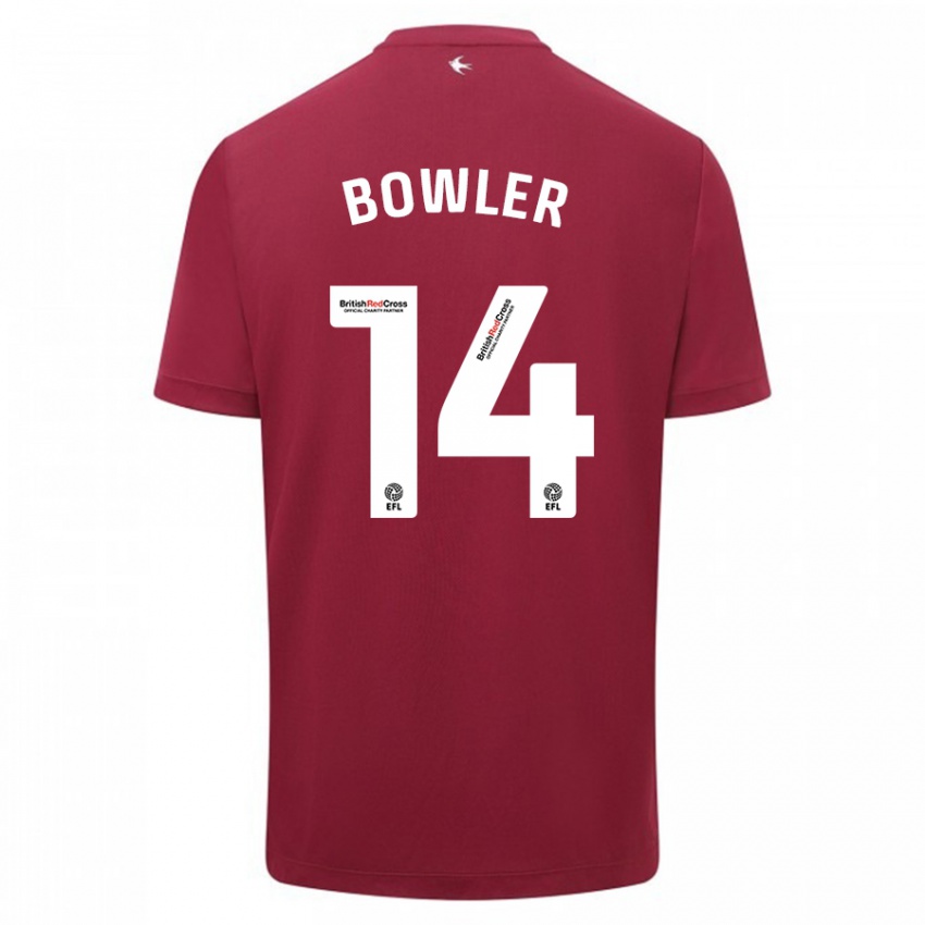 Mænd Josh Bowler #14 Rød Udebane Spillertrøjer 2023/24 Trøje T-Shirt