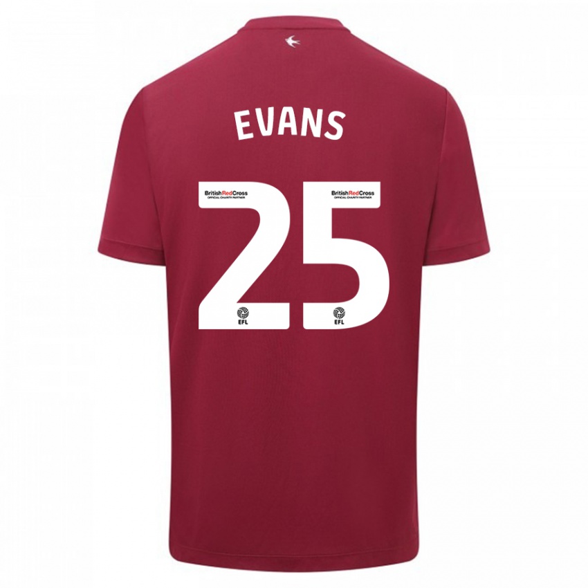 Mænd Kieron Evans #25 Rød Udebane Spillertrøjer 2023/24 Trøje T-Shirt