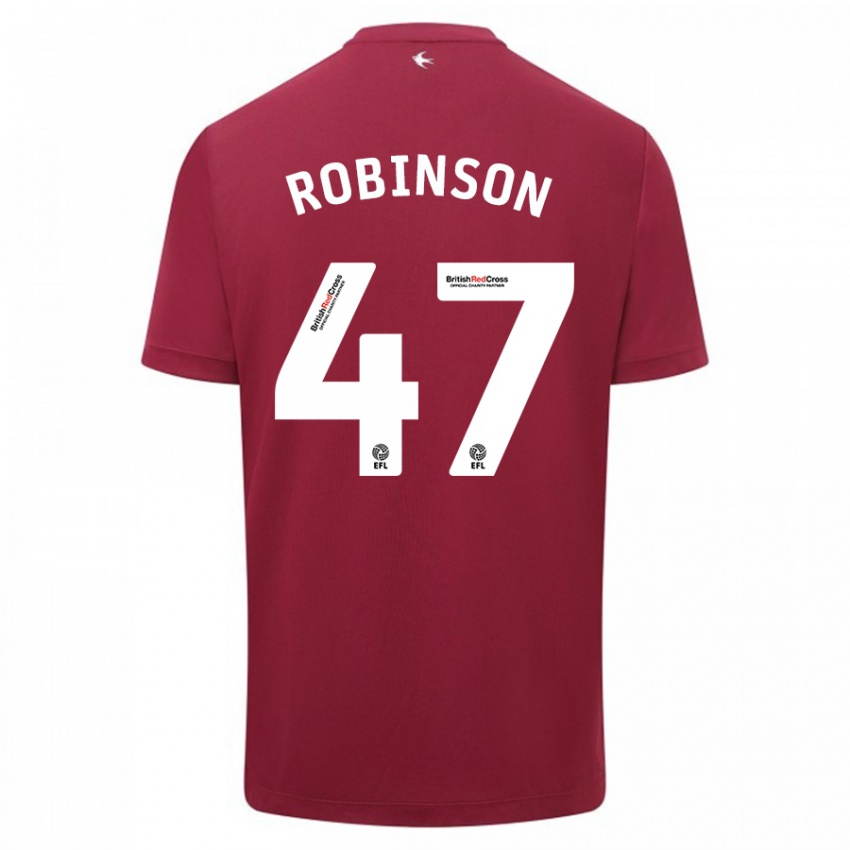 Mænd Callum Robinson #47 Rød Udebane Spillertrøjer 2023/24 Trøje T-Shirt