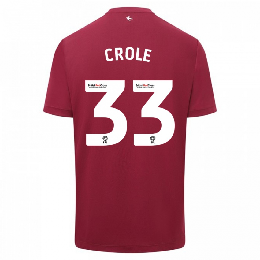 Mænd James Crole #33 Rød Udebane Spillertrøjer 2023/24 Trøje T-Shirt