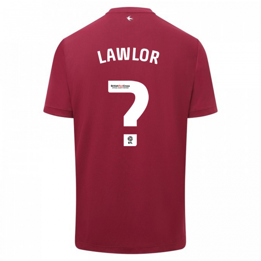 Mænd Dylan Lawlor #0 Rød Udebane Spillertrøjer 2023/24 Trøje T-Shirt