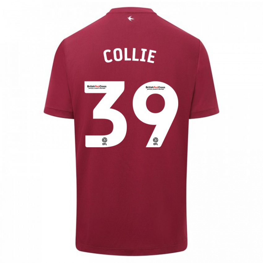 Mænd Eliza Collie #39 Rød Udebane Spillertrøjer 2023/24 Trøje T-Shirt