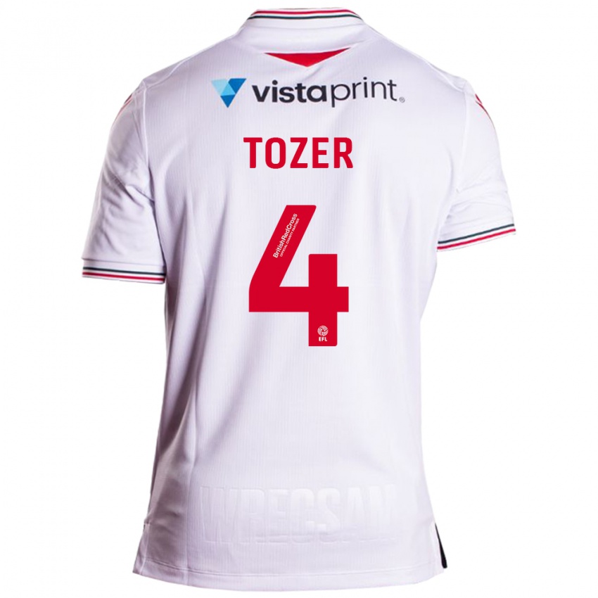 Mænd Ben Tozer #4 Hvid Udebane Spillertrøjer 2023/24 Trøje T-Shirt