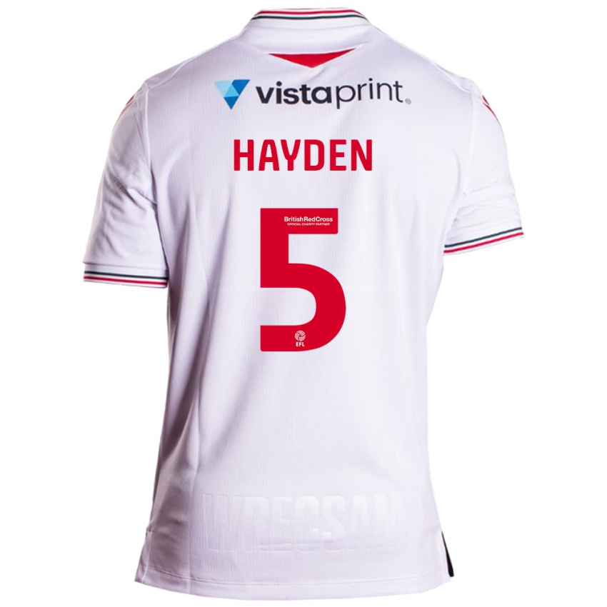 Mænd Aaron Hayden #5 Hvid Udebane Spillertrøjer 2023/24 Trøje T-Shirt