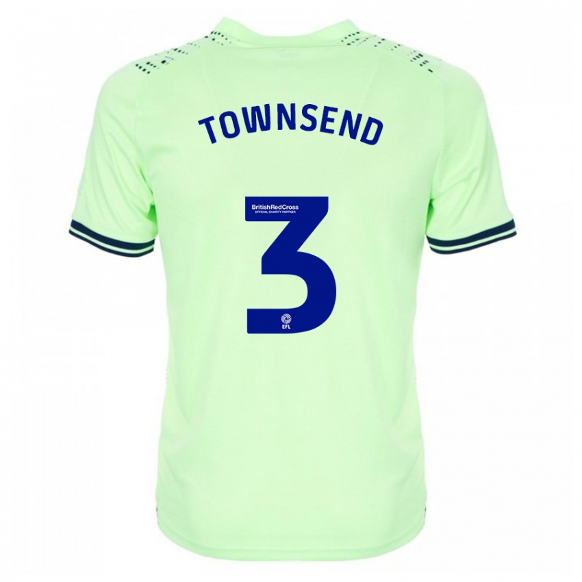 Mænd Conor Townsend #3 Flåde Udebane Spillertrøjer 2023/24 Trøje T-Shirt