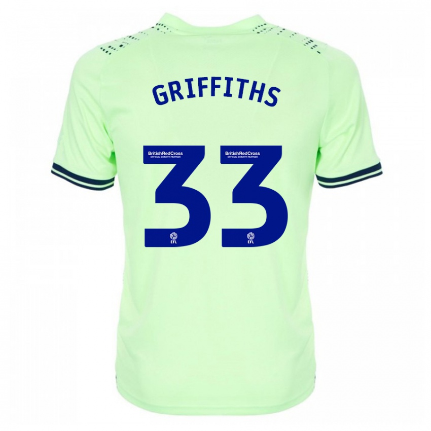 Mænd Josh Griffiths #33 Flåde Udebane Spillertrøjer 2023/24 Trøje T-Shirt