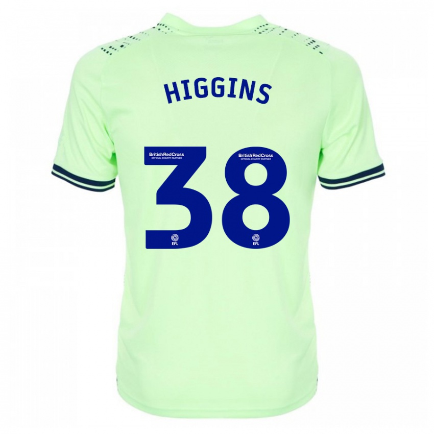 Mænd Akeel Higgins #38 Flåde Udebane Spillertrøjer 2023/24 Trøje T-Shirt