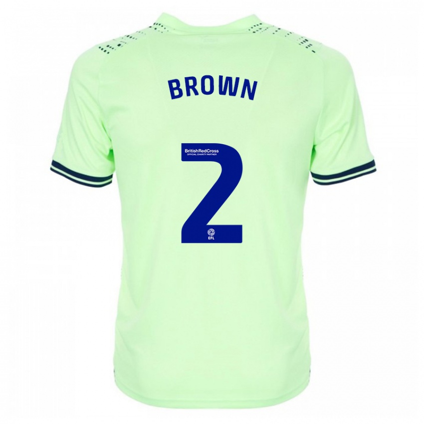 Mænd Ashlee Brown #2 Flåde Udebane Spillertrøjer 2023/24 Trøje T-Shirt