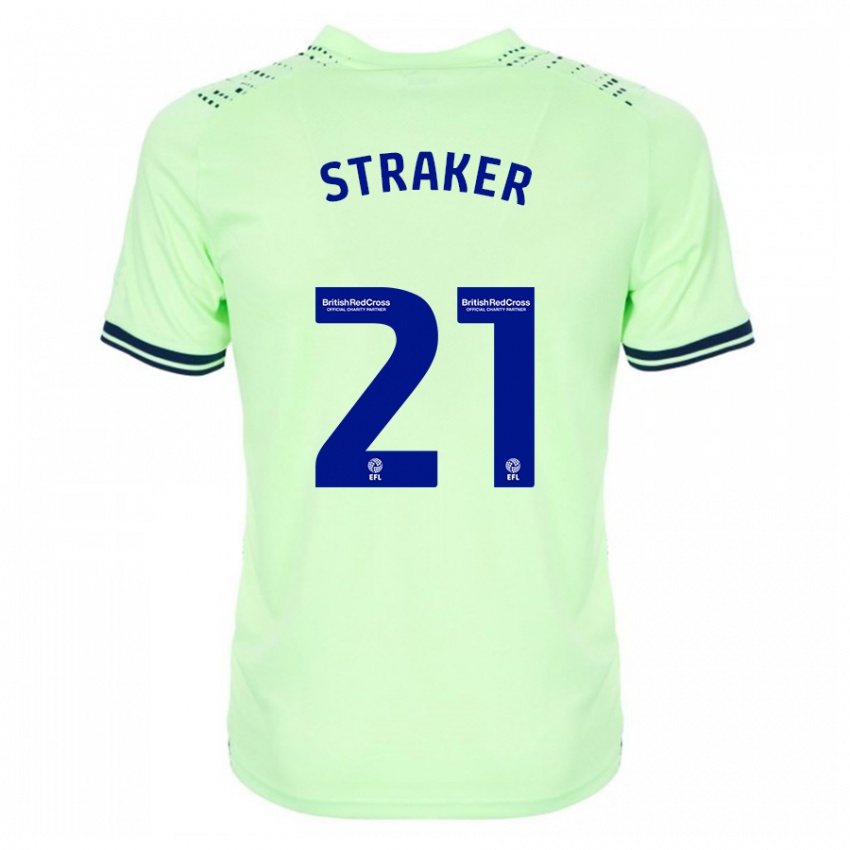 Mænd Jannelle Straker #21 Flåde Udebane Spillertrøjer 2023/24 Trøje T-Shirt