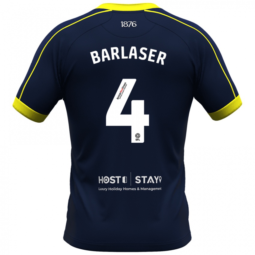 Mænd Dan Barlaser #4 Flåde Udebane Spillertrøjer 2023/24 Trøje T-Shirt