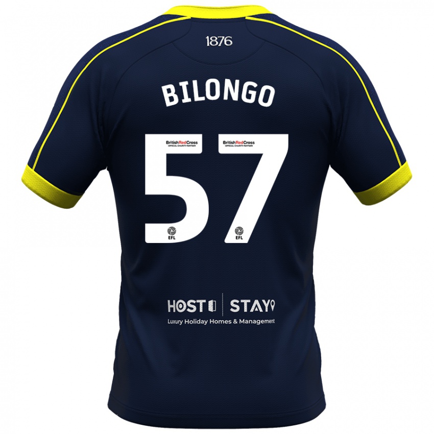 Mænd Bryant Bilongo #57 Flåde Udebane Spillertrøjer 2023/24 Trøje T-Shirt