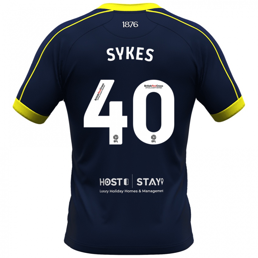 Mænd Cain Sykes #40 Flåde Udebane Spillertrøjer 2023/24 Trøje T-Shirt