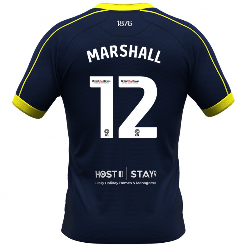 Mænd Eve Marshall #12 Flåde Udebane Spillertrøjer 2023/24 Trøje T-Shirt