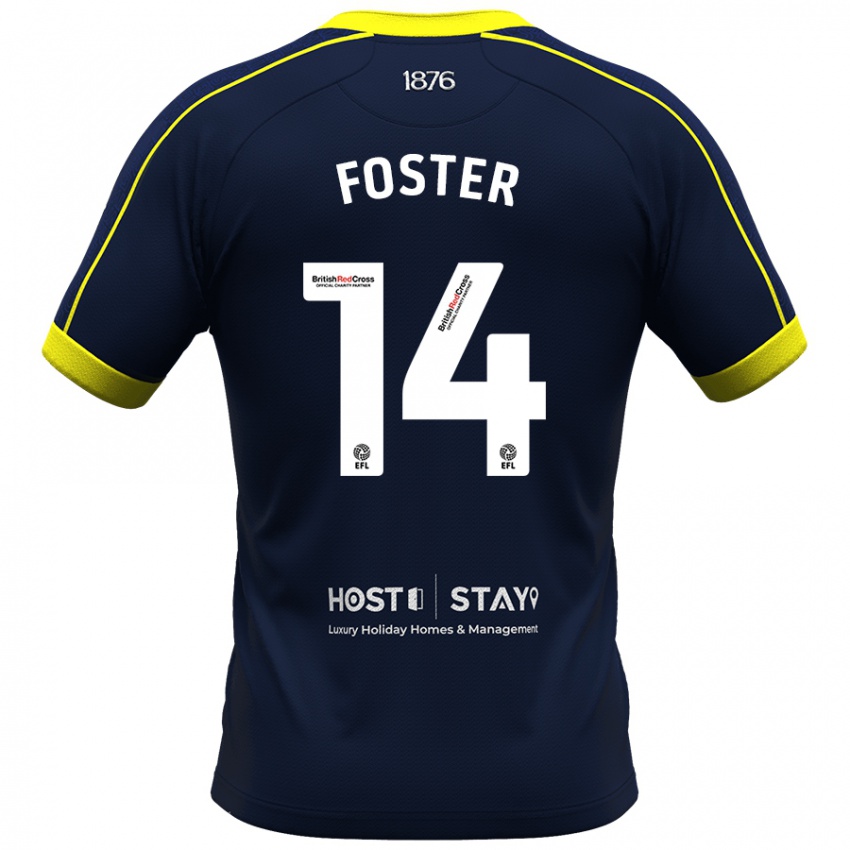 Mænd Emma Foster #14 Flåde Udebane Spillertrøjer 2023/24 Trøje T-Shirt