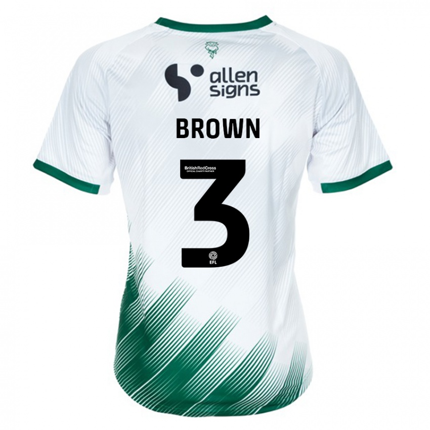 Mænd Jaden Brown #3 Hvid Udebane Spillertrøjer 2023/24 Trøje T-Shirt