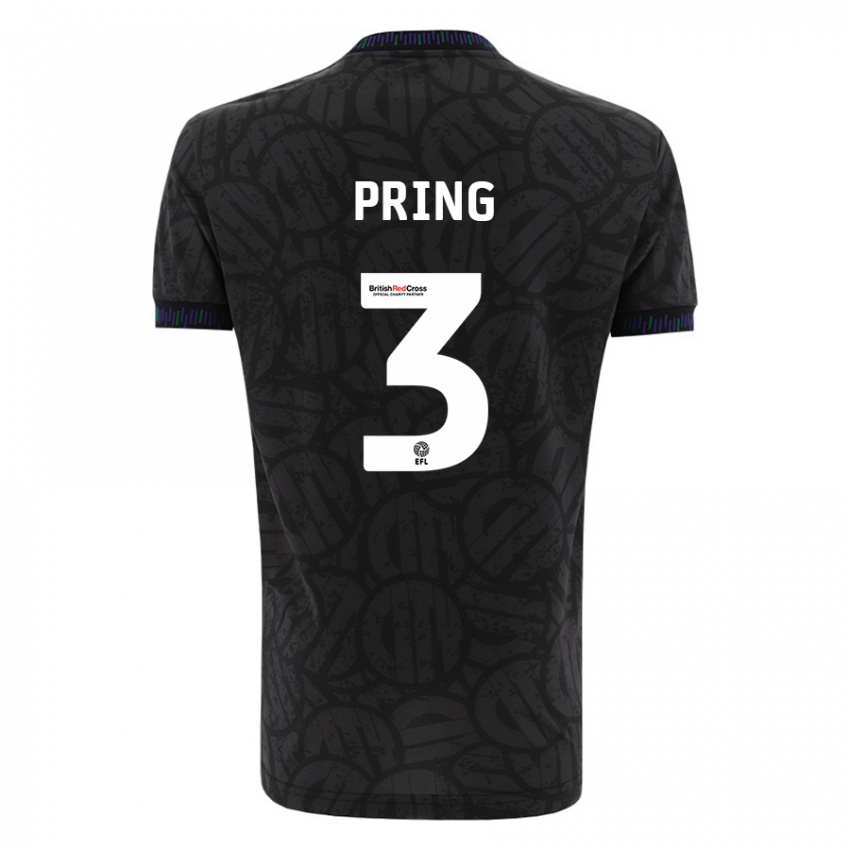 Mænd Cameron Pring #3 Sort Udebane Spillertrøjer 2023/24 Trøje T-Shirt
