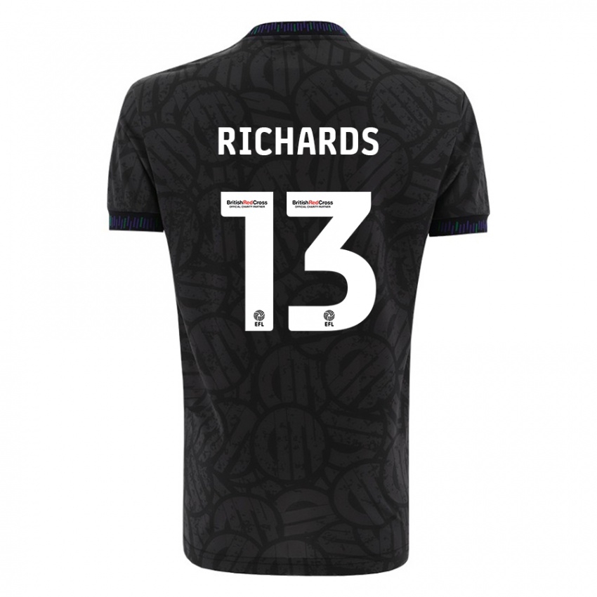 Mænd Harvey Wiles-Richards #13 Sort Udebane Spillertrøjer 2023/24 Trøje T-Shirt