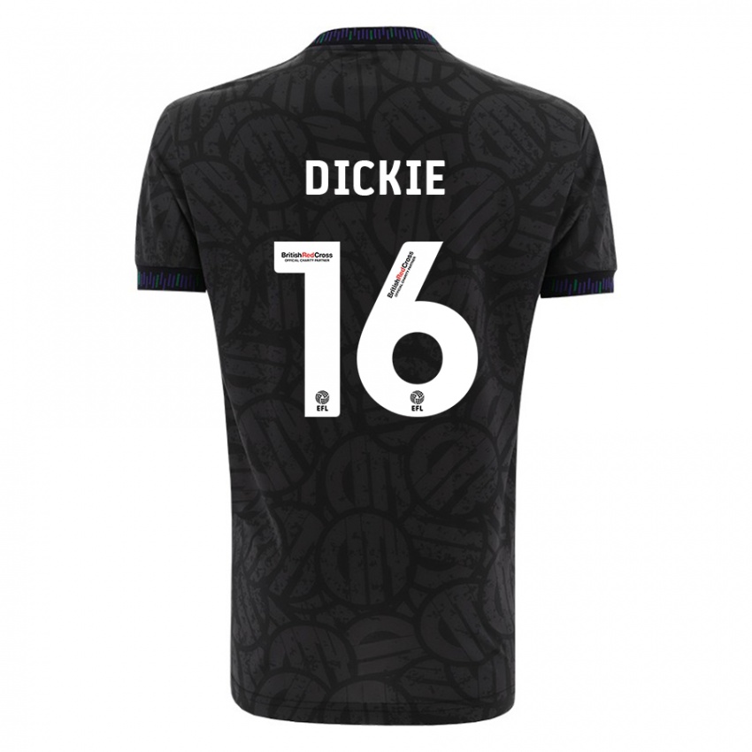 Mænd Rob Dickie #16 Sort Udebane Spillertrøjer 2023/24 Trøje T-Shirt