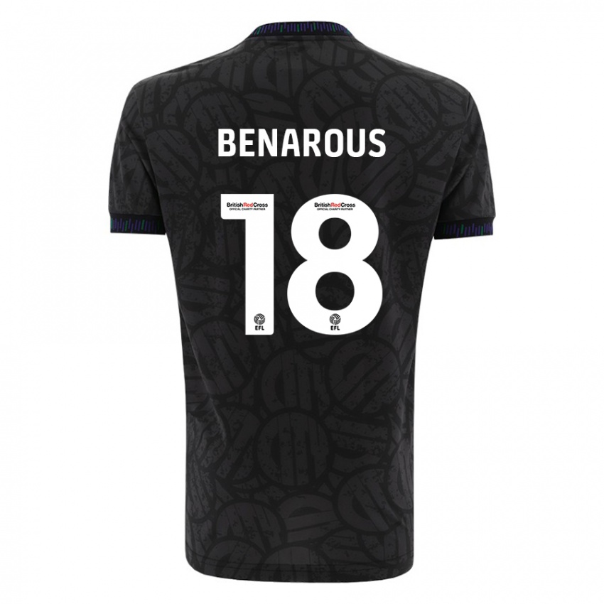 Mænd Ayman Benarous #18 Sort Udebane Spillertrøjer 2023/24 Trøje T-Shirt