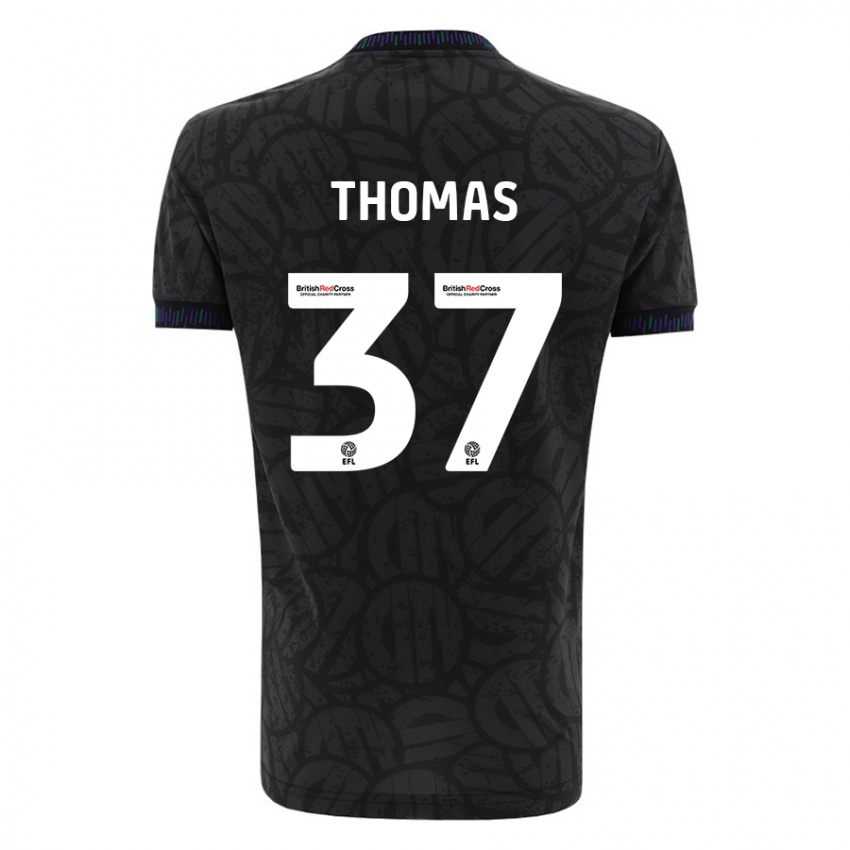 Mænd Olly Thomas #37 Sort Udebane Spillertrøjer 2023/24 Trøje T-Shirt