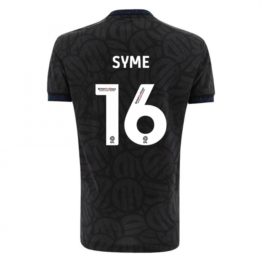 Mænd Emily Syme #16 Sort Udebane Spillertrøjer 2023/24 Trøje T-Shirt