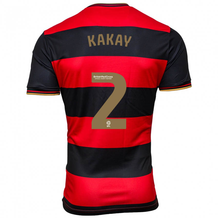 Mænd Osman Kakay #2 Sort Rød Udebane Spillertrøjer 2023/24 Trøje T-Shirt