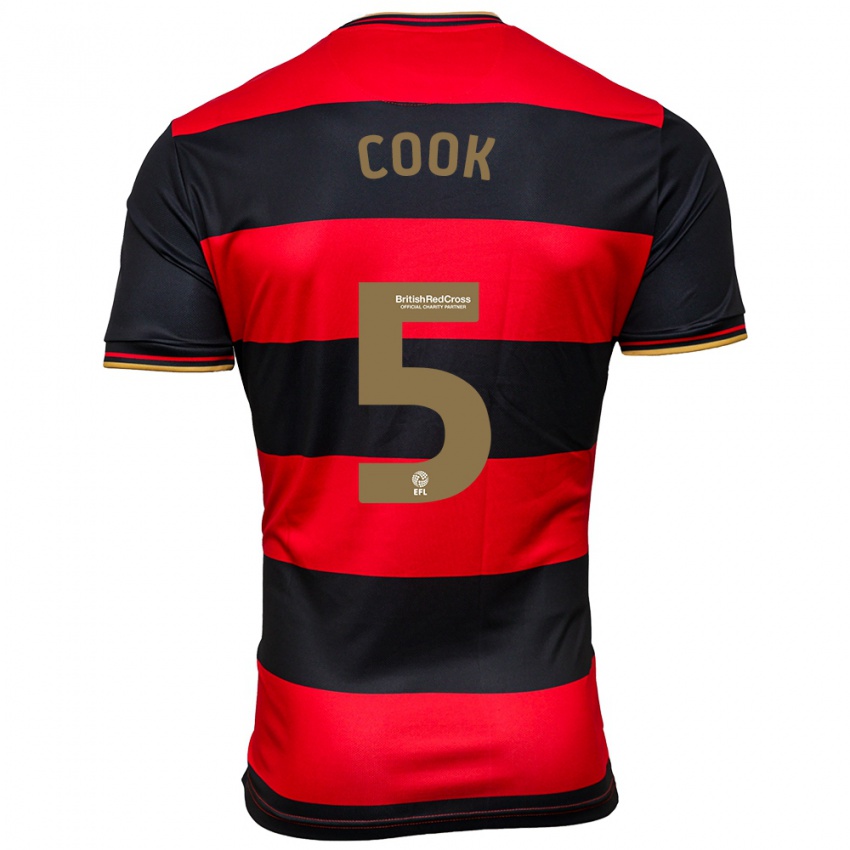 Mænd Steve Cook #5 Sort Rød Udebane Spillertrøjer 2023/24 Trøje T-Shirt
