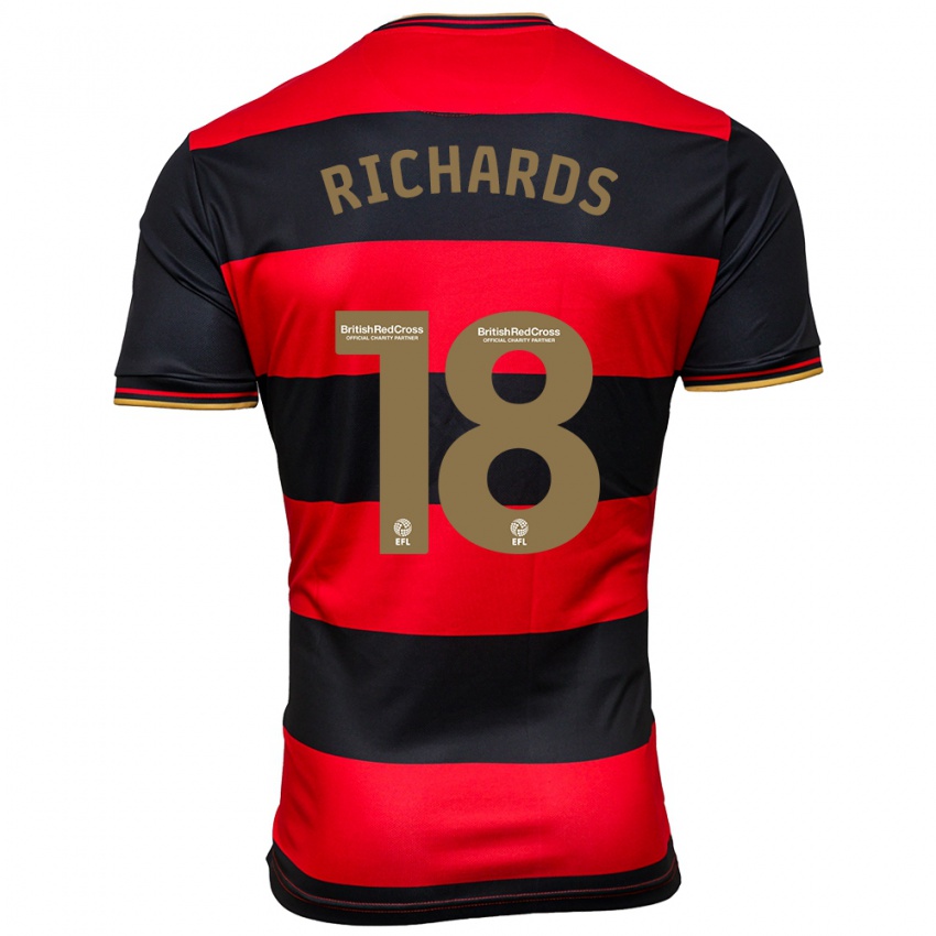 Mænd Taylor Richards #18 Sort Rød Udebane Spillertrøjer 2023/24 Trøje T-Shirt